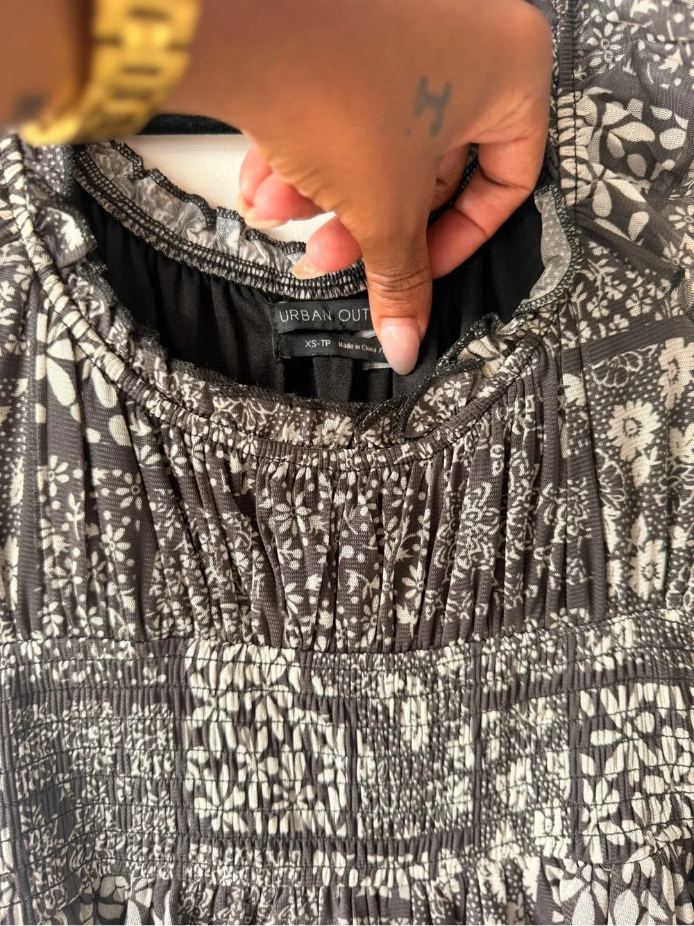 Urban Outfitters Black and White Floral Tiered Dress